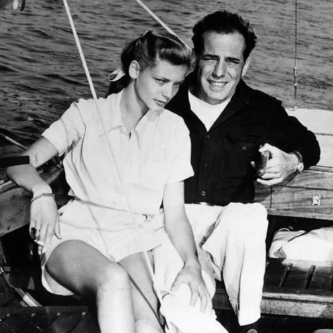 Humphrey bogart and wife lauren bacall on boat 1952